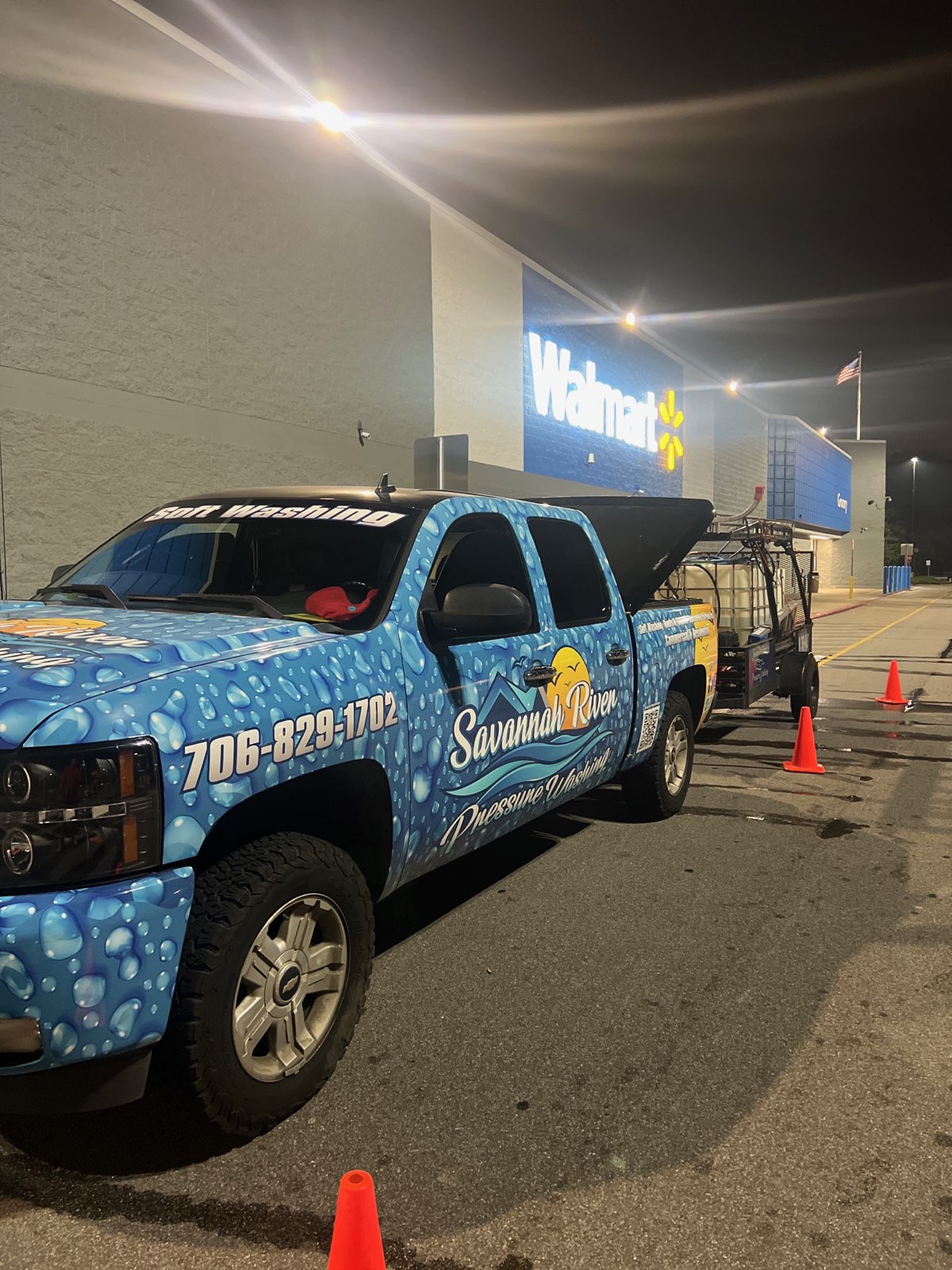 Concrete pressure washing at Wal Mart in Grovetown, GA